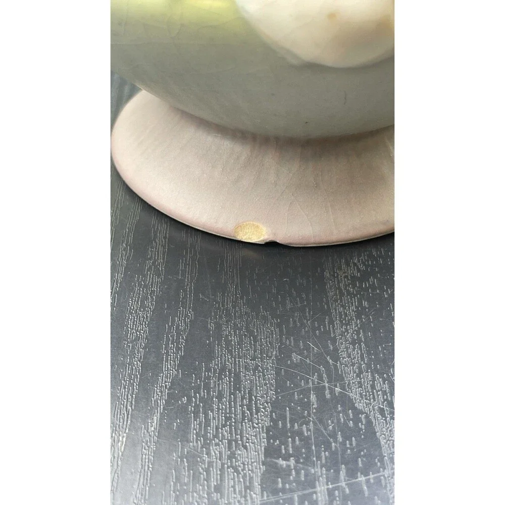 8.25in Roseville 1950s Gardenia Gray/ Purple  White Blossom Bulbous Vase #684-8